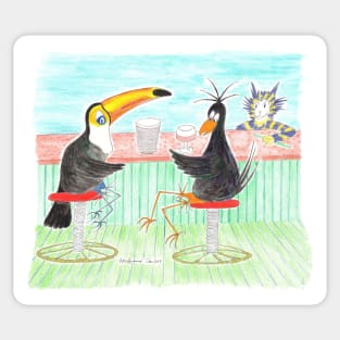 Crow Toucan Barcat large drink Sticker